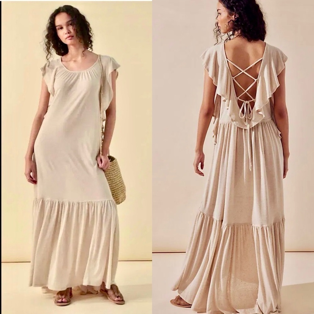 Free People Amelia Maxi Dress with Lace-Up Back